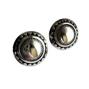 Vintage Sterling Silver Southwestern Earrings Western Concho Cowgirl Screw Back‎